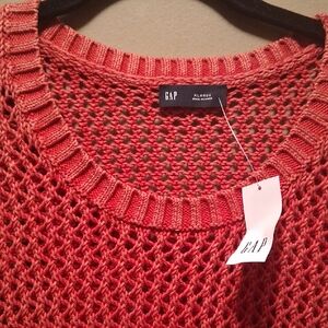 GAP Mens Tomato Sauce  Mesh Cotton SS Sweater Xl